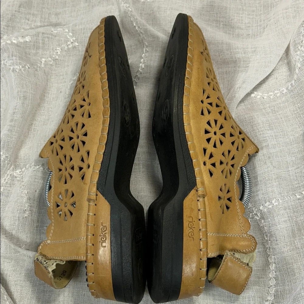 Rieker laser cut leather sling back shoes
